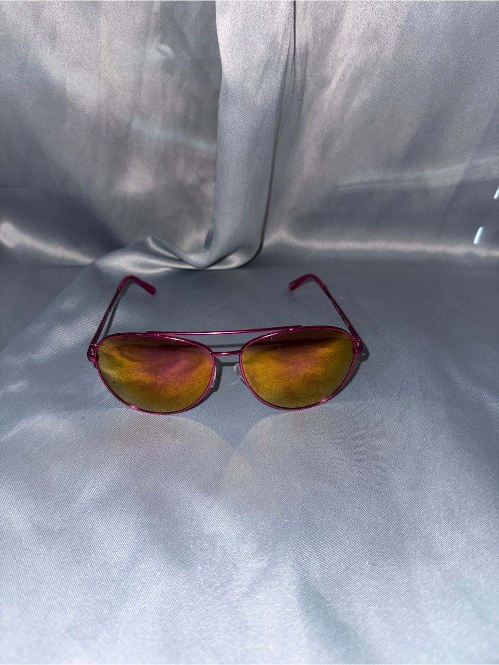 Kurt Geiger Pink Frame Sunglasses with Amber Mirrored Lenses